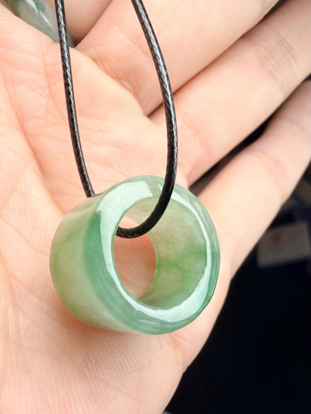 Natural Burmese Jadeite Jade A Grade Ice Green Lu Lu Tong Barrel Pendant